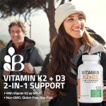 Bronson Vitamin K2 & D3 Non-GMO Capsules, 120 Count