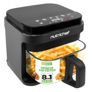Nutrichef 5.8 Quart Transparent Air Fryer with 8 Modes