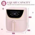 Paris Hilton 6-Quart Touchscreen Air Fryer, Pink