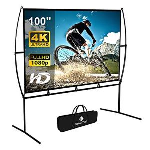 Projector Screen with Stand Foldable Portable Movie Screen(16:9), HD 4K Double Sided Indoor Outdoor Projection Screen for Home Theater (100 Inch)