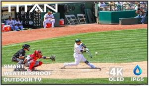 Titan S100 QLED 32 Inch Covered Patio Outdoor TV 4K, IP65 Weatherproof Smart TV,Assembled in USA.