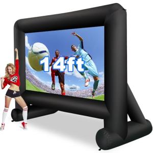 GZKYYLEGS 14 Feet Indoor and Outdoor Inflatable Blow up Mega Movie Projector Screen with Carry Bag for Front and Rear Projection