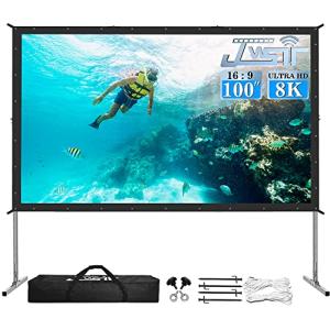 Projector Screen Indoor,JWSIT 100 inch Outdoor Movie Screen-Upgraded 3 Layers PVC 16:9 Outdoor Projector Screen,Portable Video Projection Screen with Carrying Bag for Home Theater Backyard