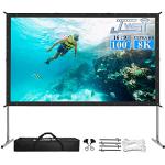 Projector Screen Indoor,JWSIT 100 inch Outdoor Movie Screen-Upgraded 3 Layers PVC 16:9 Outdoor Projector Screen,Portable Video Projection Screen with Carrying Bag for Home Theater Backyard