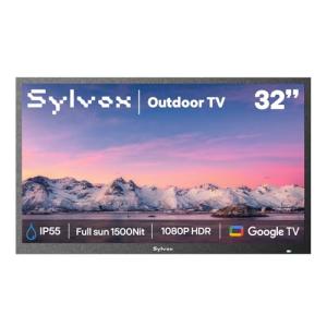 SYLVOX 32" Smart Outdoor TV,1080P Full Sun Outdoor Television with 1500 Nits High Brightness, IP55 Weatherproof TV for Outside, Google System WiFi Bluetooth Google Assistant Chromecast (Pool Se)