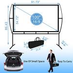 Projector Screen with Stand Foldable Portable Movie Screen（16：9）, HD 4K Double Sided Indoor Outdoor Projection Screen for Home Theater (100 Inch)