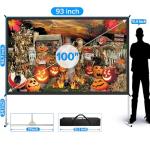 Projector Screen Indoor,JWSIT 100 inch Outdoor Movie Screen-Upgraded 3 Layers PVC 16:9 Outdoor Projector Screen,Portable Video Projection Screen with Carrying Bag for Home Theater Backyard