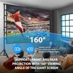180 Inch Outdoor Projector Screen with Stand: VOOPVOR Portable Projection Screen and Stand, Indoor Rear Front Movie Screen 16:9 4K HD, with Carry Bag, Height Adjustable for Home Theater RVs Camping
