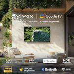 SYLVOX 32" Smart Outdoor TV,1080P Full Sun Outdoor Television with 1500 Nits High Brightness, IP55 Weatherproof TV for Outside, Google System WiFi Bluetooth Google Assistant Chromecast (Pool Se)