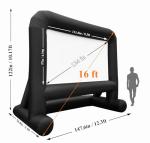 HuaKastro 16 FT Outdoor Inflatable Projector Screen – One-Piece Design, Easy Setup Blow-Up Screen with Quiet Fan, Perfect for Backyard Movie Nights & Events (Stable Base)