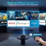 [Google TV/Voice Control]GooDee 4K UHD Smart Projector with WiFi and Bluetooth, Portable Movie Projector with Netflix / Prime Video / YouTube Built-in, Dolby Sound Home Theater for Indoor/Outdoor