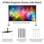Outdoor-Projector-Screen-with-Stand - 120 inch Portable Projector Screen Indoor Outdoor Projector Screens 16:9 4K HD Lightweight Movie Screen with Carry Bag for Backyard Movie Night