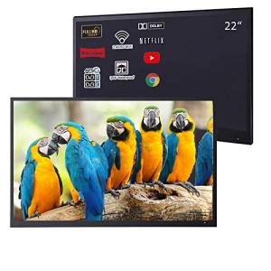 Soulaca 22 inches Black Color Smart IP66 Waterproof Bathroom LED Android TV SPA ATSC WiFi Bluetooth Hotel Television Luxury Kitchen SPA Model