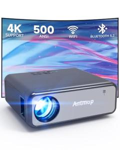 Outdoor Projector with WiFi and Bluetooth, 500 ANSI Native 1080p Projector for iPhone, Movie Projector for Outdoor Use, Home Projector 4K Support for Bedroom/Smartphone/Tablet/Laptop/TV Stick/Game