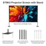STWUI Projector Screen with Stand - 100 Inch Outdoor Projector Screen Portable Projector Screens 16:9 4K HD Outdoor Movie Screen with Carry Bag Can Enioy Home Theater Projection Screen
