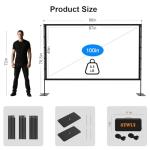 STWUI Projector Screen with Stand - 100 Inch Outdoor Projector Screen Portable Projector Screens 16:9 4K HD Outdoor Movie Screen with Carry Bag Can Enioy Home Theater Projection Screen