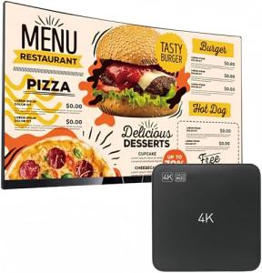 Lunzn Smart Digital Signage Player with Non-Subscription CMS Software 7x24 Stable Auto Play Make TV Set Become LCD Display Andriod 4K Advertising Media Player(YM05)