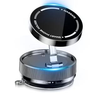 Vacuum Suction Magnetic Phone Holder,2026 Upgraded 360° Adjustable Foldable Telescopic Hands-Free Suction Cup Car Phone Holder for Car/Gym/Mirror,Compatible with iPhone Android All Smartphones
