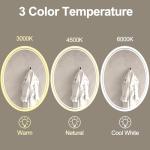 BuLife 32 x 24 inch Oval LED Bathroom Mirror Anti-Fog 3 Colors Light Dimmable Wall Mounted Lighted Bathroom Vanity Mirror Smart Makeup Mirror Touch Switch