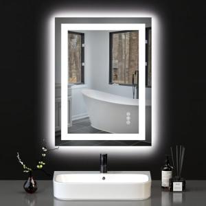 Hivone 32X24 LED Bathroom Mirror with Lights, Anti-Fog, Dimmable, Backlit + Front Lit, Smart Bathroom Vanity Mirror, Memory Function, Shatterproof, Tempered Glass (Horizontal/Vertical)