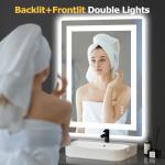 Hivone 32X24 LED Bathroom Mirror with Lights, Anti-Fog, Dimmable, Backlit + Front Lit, Smart Bathroom Vanity Mirror, Memory Function, Shatterproof, Tempered Glass (Horizontal/Vertical)
