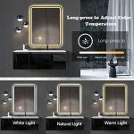 Niccy LED Bathroom Mirror, 32"x20" Rectangle Wall Mounted Vanity Mirrors with Metal Frame, Anti Fog Dimmable Smart Mirror for Bathroom/Bedroom/Livingroom/Entryway, (Horizontal or Vertical),Gold