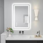 miskerm 36"x 24" LED Bathroom Mirror with Lights, Anti-Fog, Dimmable, Backlit + Front Lit Smart Mirror, Lighted Bathroom Vanity Mirror for Wall, Shatter-Proof Tempered Glass(Horizontal/Vertical)