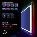 LOAAO 24”X30“ RGB LED Bathroom Mirror with Lights, Large, Anti-Fog, Dimmable Smart Lighted Bathroom Vanity Mirror, Multiple Light Modes, RGB Backlit + Front Light, Memory Function, Tempered Glass