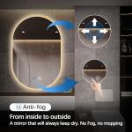 Niccy Oval LED Bathroom Vanity Mirror, 32x20inch Frameless Backlit Mirror with Light, Smart Anti-Fog Waterproof Mirror with Memory Function Dimmable Lighted Mirror