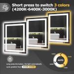 Hivone 32X24 LED Bathroom Mirror with Lights, Anti-Fog, Dimmable, Backlit + Front Lit, Smart Bathroom Vanity Mirror, Memory Function, Shatterproof, Tempered Glass (Horizontal/Vertical)
