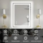 miskerm 36"x 24" LED Bathroom Mirror with Lights, Anti-Fog, Dimmable, Backlit + Front Lit Smart Mirror, Lighted Bathroom Vanity Mirror for Wall, Shatter-Proof Tempered Glass(Horizontal/Vertical)