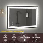 osemy 28" x 36" LED Bathroom Mirror with Lights Black Framed LED Mirror for Bathroom Lighted Bathroom Mirror Backlit and Front Black Aluminum Frame Anti-Fog Dimmable Vanity Smart Memory