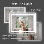 miskerm 36"x 24" LED Bathroom Mirror with Lights, Anti-Fog, Dimmable, Backlit + Front Lit Smart Mirror, Lighted Bathroom Vanity Mirror for Wall, Shatter-Proof Tempered Glass(Horizontal/Vertical)