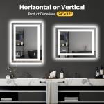 Hivone 32X24 LED Bathroom Mirror with Lights, Anti-Fog, Dimmable, Backlit + Front Lit, Smart Bathroom Vanity Mirror, Memory Function, Shatterproof, Tempered Glass (Horizontal/Vertical)