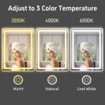 miskerm 36"x 24" LED Bathroom Mirror with Lights, Anti-Fog, Dimmable, Backlit + Front Lit Smart Mirror, Lighted Bathroom Vanity Mirror for Wall, Shatter-Proof Tempered Glass(Horizontal/Vertical)