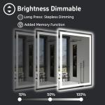 miskerm 36"x 24" LED Bathroom Mirror with Lights, Anti-Fog, Dimmable, Backlit + Front Lit Smart Mirror, Lighted Bathroom Vanity Mirror for Wall, Shatter-Proof Tempered Glass(Horizontal/Vertical)