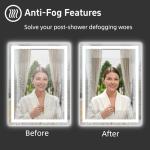 miskerm 36"x 24" LED Bathroom Mirror with Lights, Anti-Fog, Dimmable, Backlit + Front Lit Smart Mirror, Lighted Bathroom Vanity Mirror for Wall, Shatter-Proof Tempered Glass(Horizontal/Vertical)