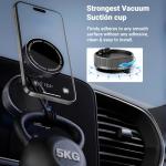 Vacuum Magnetic Phone Holder for Car/MagSafe,360° Adjustable Suction Cup Phone Mount, Foldable & Portable Magnetic Phone Stand for All Smartphones & All Car Models & Home/Office/Gym/Bathroom Mirror