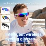 SRICH Polarized Bluetooth Sunglasses for Men, Women, Sport Smart Glasses, Built-in Mic & Open Ear Music Speakers, UV Protection Running Baseball Sunglasses, Cycling Glasses, Black