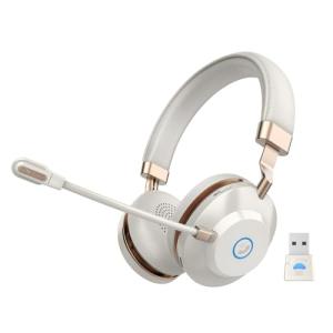 Wireless Headset, Bluetooth Headset with Microphone, AI Noise Canceling Mic & USB Dongle, 45 Hrs Working Time V5.3 Wireless Headphones with Mic Mute for PC/Laptop/Office/Call Center/Zoom/Home