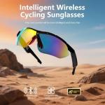 SRICH Polarized Bluetooth Sunglasses for Men, Women, Sport Smart Glasses, Built-in Mic & Open Ear Music Speakers, UV Protection Running Baseball Sunglasses, Cycling Glasses, Black