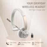 Wireless Headset, Bluetooth Headphones with Microphone Noise Canceling & USB Dongle, Singler-Ear Bluetooth Headset with Mic Mute for Cell Phone Computer Work Office Meetings Trucker Teams Skype Call