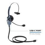 BlueParrott B250-XTS Mono Bluetooth Wireless Headphones 91% Noise Canceling Over Head Trucker Headset with Mic, Lightweight Design with Adjustable Headband, 20 hrs. Talk Time, Blue