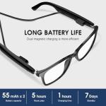 Smart Glasses, Blue Light Blocking Clear Lenses + Magnetic Clip-On Sunglasses, Bluetooth Glasses with Open Ear Speaker, Voice Assistant Compatible for iPhone Android
