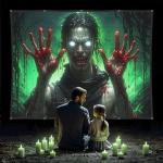 Holographic Rear Projection Screen Foldable: Indoor Projection Screens 50" x 89" Projectors Halloween Video Movie Night for Hang Wall Mounting
