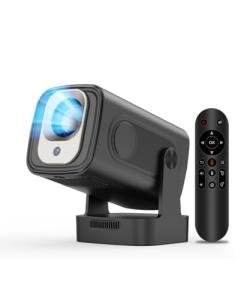 【Auto Focus &1080P】Alwtniet Mini Portable Projector, 4k Support Smart Proyector with Wifi and Bluetooth For Outdoor, 5W Speaker, Built in Apps,Home Theater, Bluetooth Movie Projector (Black)