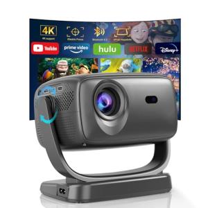[Built-in App] Mini Projector, 4K Projector with 180° Rotation, FHD 1080P Portable Projector WiFi 6 & Bluetooth 5.2 Support, Smart Outdoor Projector Max 220" Compatible with iPhone/Android/TV Stick