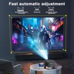 [4K Support & Auto Focus] Projector with WiFi and Bluetooth, 4K 1080P Native Projector Keystone&Zoom, 20W Speaker, 180°Adjustable Portable Projector for Phone, Laptop, Bedroom, Outdoor