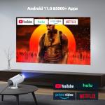 Projector with WiFi and Bluetooth, Mini Projector, 4K 1080P Support Portable Wireless Movie Projectors 220° Rotatable 130'' Screen Auto Keystone Compatible with HDMI/iPhone/TV Stick for Bedroom Indoor