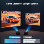 Netflix Licensed Smart Projector with WiFi and Bluetooth, SOPYOU Outdoor Movie Projector 4K with Apps Max 450", Electric Focus & Auto Keystone, Built-in Netflix/YouTube/Prime Video